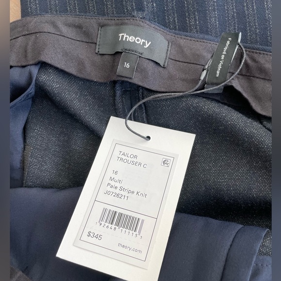 Theory Tailor Striped Trouser Pale Stripe Knit 16 NWT $345 - Picture 7 of 8